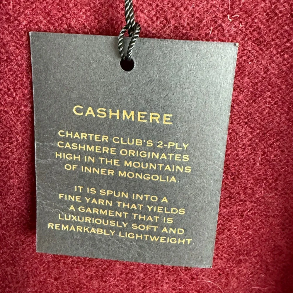Charter Club Luxury Cashmere‎ Pearl Embellished Cardigan Burgundy XS Duster